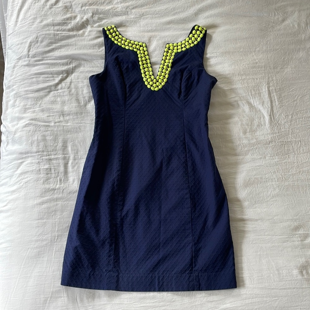 Lilly Pulitzer Navy Beaded Shift Size 4